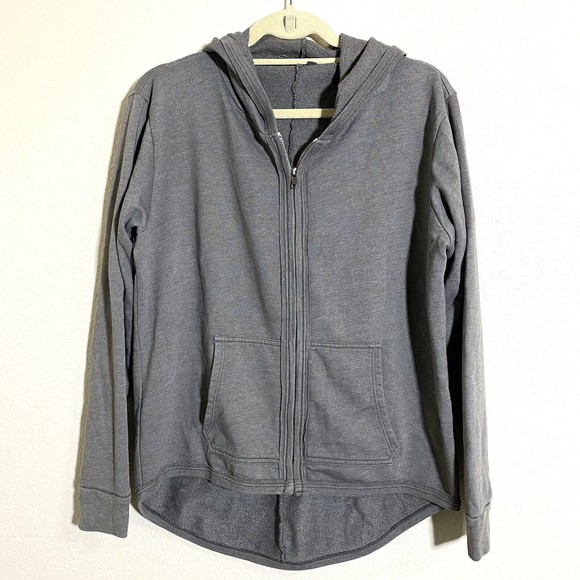 Fresh Produce Womens Sweater Jacket Size M Gray Hoodie Full Zip High Low Hem - Picture 1 of 8